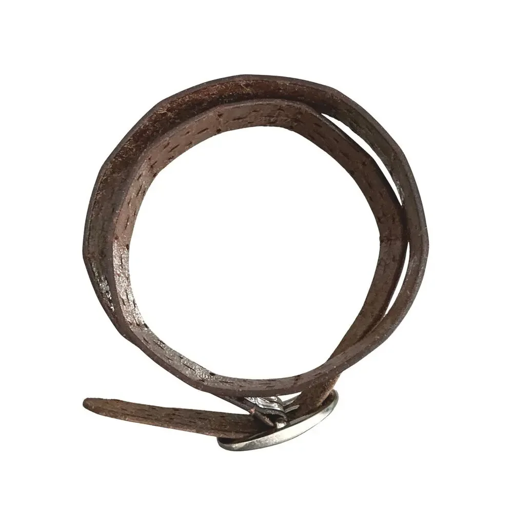 Fossil Western Floral Geometric Embossed Laser Cut Brown Leather Belt Size M